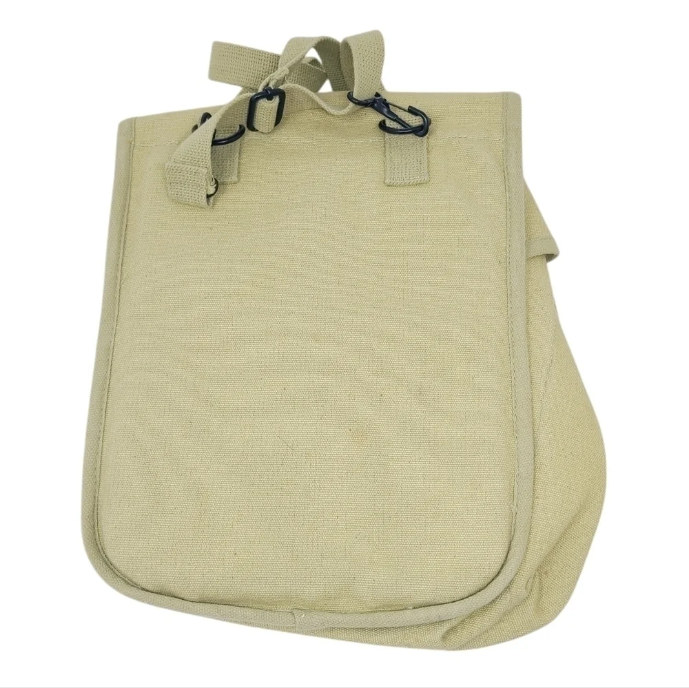 Unbranded | Unisex Vintage Beige Canvas Shoulder Bookbag or Backpack (One Size)